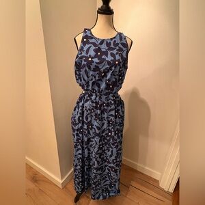 Who What Wear Navy Floral Maxi Dress, Side Cutouts